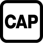 Captioned Icon Captioned Icon. A rounded square with white text reading CAP